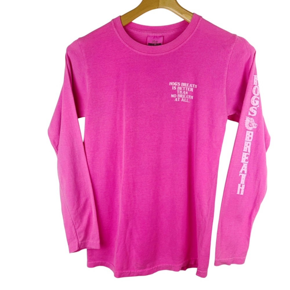 Hogs Breath Saloon Destin Fl Long Sleeve Pink Cotton Tee Shirt Size Small